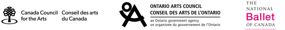 Canada Council for the Arts logo, Ontario Arts Council logo, National Ballet of Canada logo