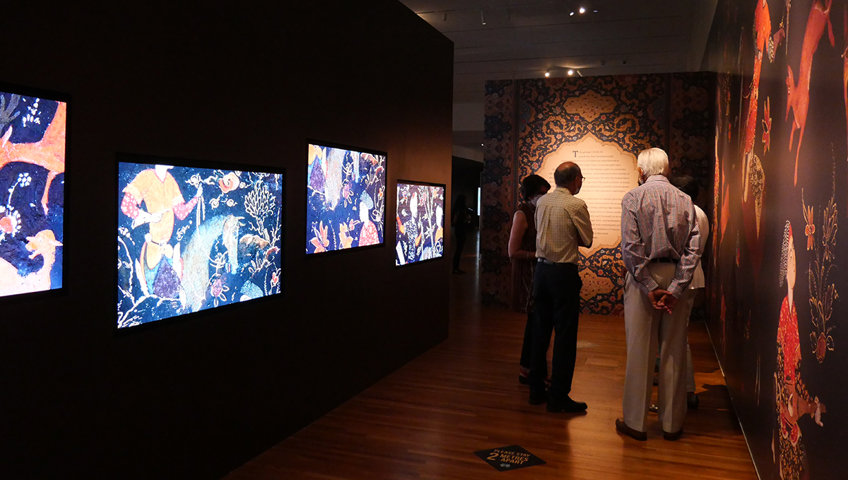 Visitors to the Aga Khan Museum enter the Remastered exhibition.