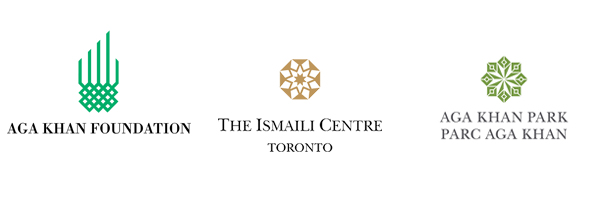 Logos for the Aga Khan Foundation, the Ismaili Centre Toronto, and the Aga Khan Park